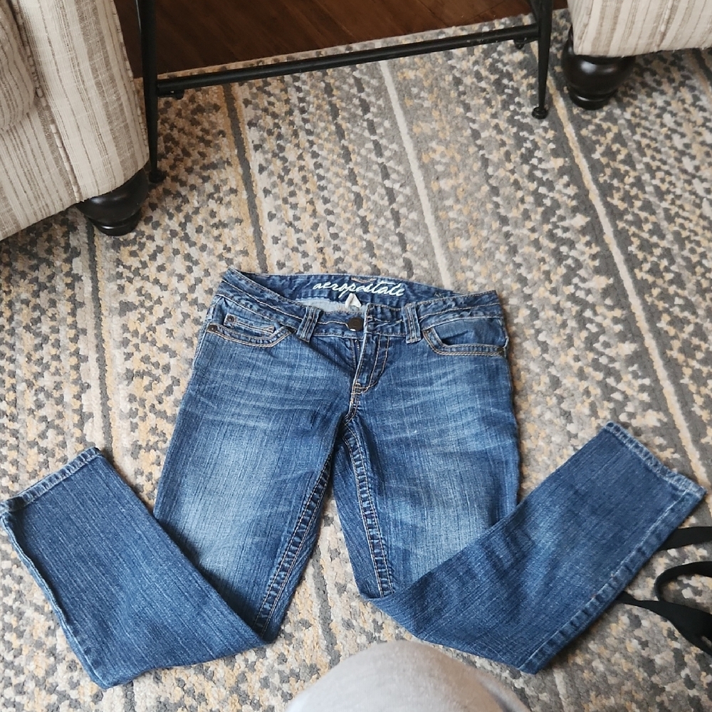 Aeropostale Women's Classic Blue Straight Leg Jeans